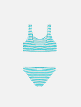 Bikini a triangolo Baker in crinkle a righe verde acqua