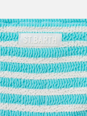 Bikini a triangolo Baker in crinkle a righe verde acqua