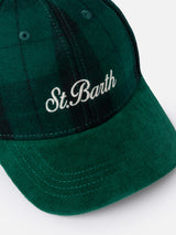 Wool tartan ball cap Baseball with corduroy visor and embroidered logo