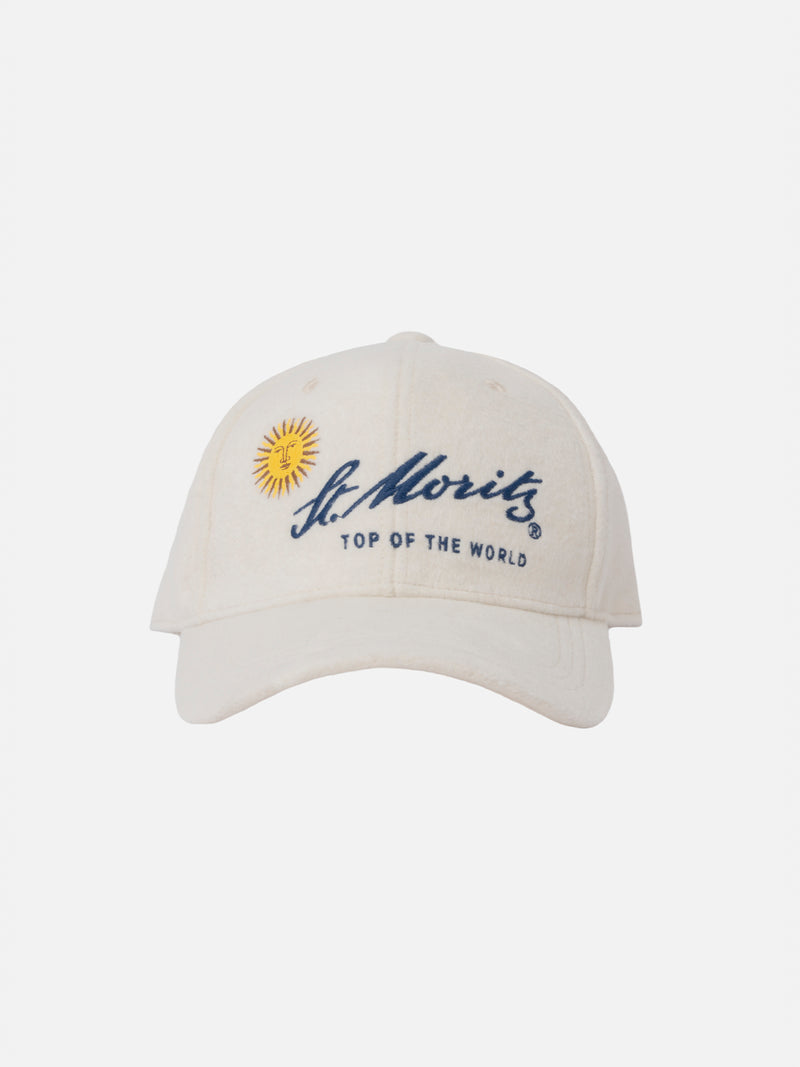 Wooly white ball cap Baseball with St. Moritz logo | ST. MORITZ TOP OF THE WORLD SPECIAL EDITION