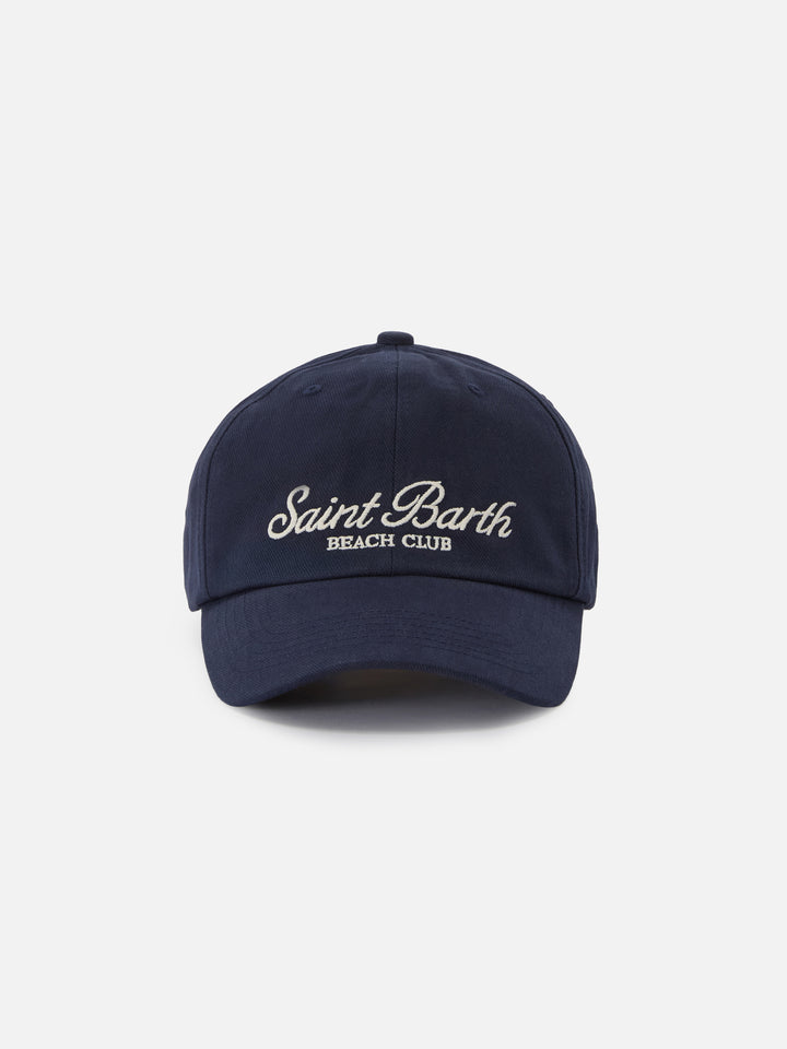 Baseball cap with visor in blue cotton with embroidered logo