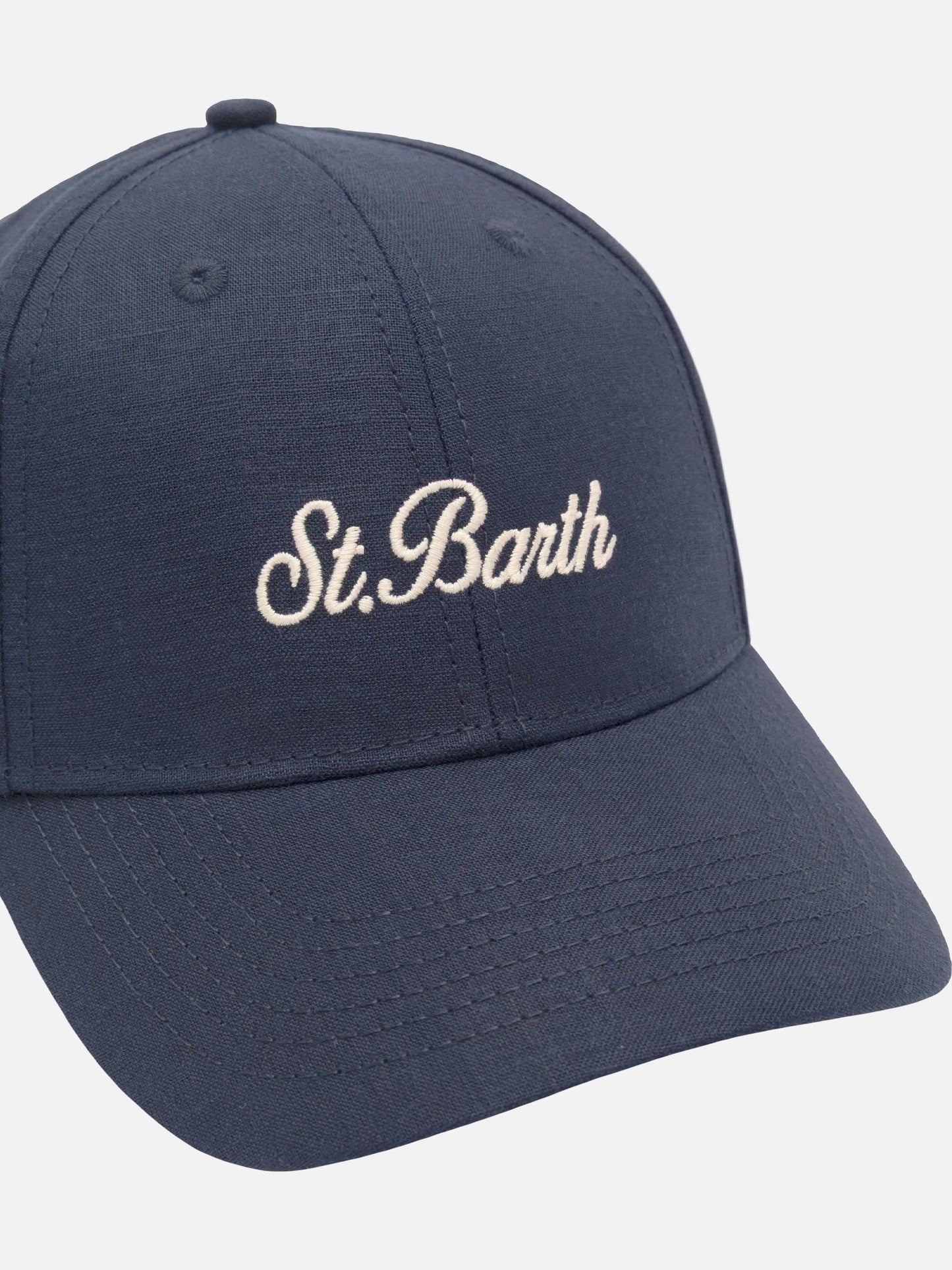 Baseball cap with visor in navy blue linen vintage
