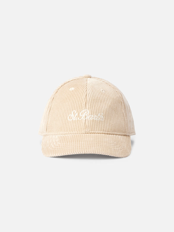 Beige corduroy ball cap Baseball with embroidered logo