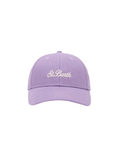 Lilac linen ball cap Baseball Jr with Saint Barth embroidery - MC2 Saint Barth