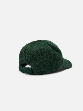 Cappellino da baseball in sherpa verde con ricamo St. Barth