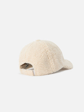 Beige Baseball teddy cap with logo embroidery