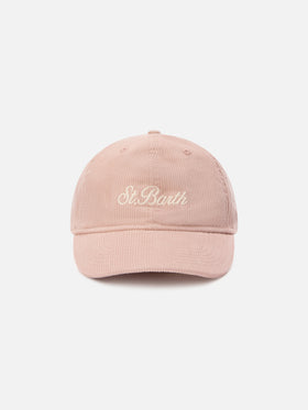 Gorra de pana rosa Baseball con bordado del logo 