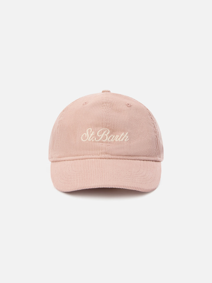Pink Baseball corduroy cap with logo embroidery