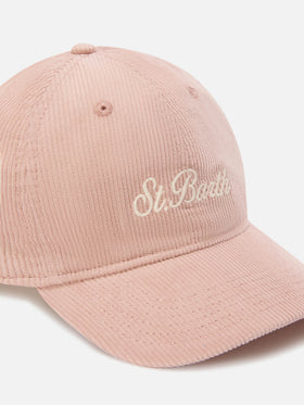 Gorra de pana rosa Baseball con bordado del logo 