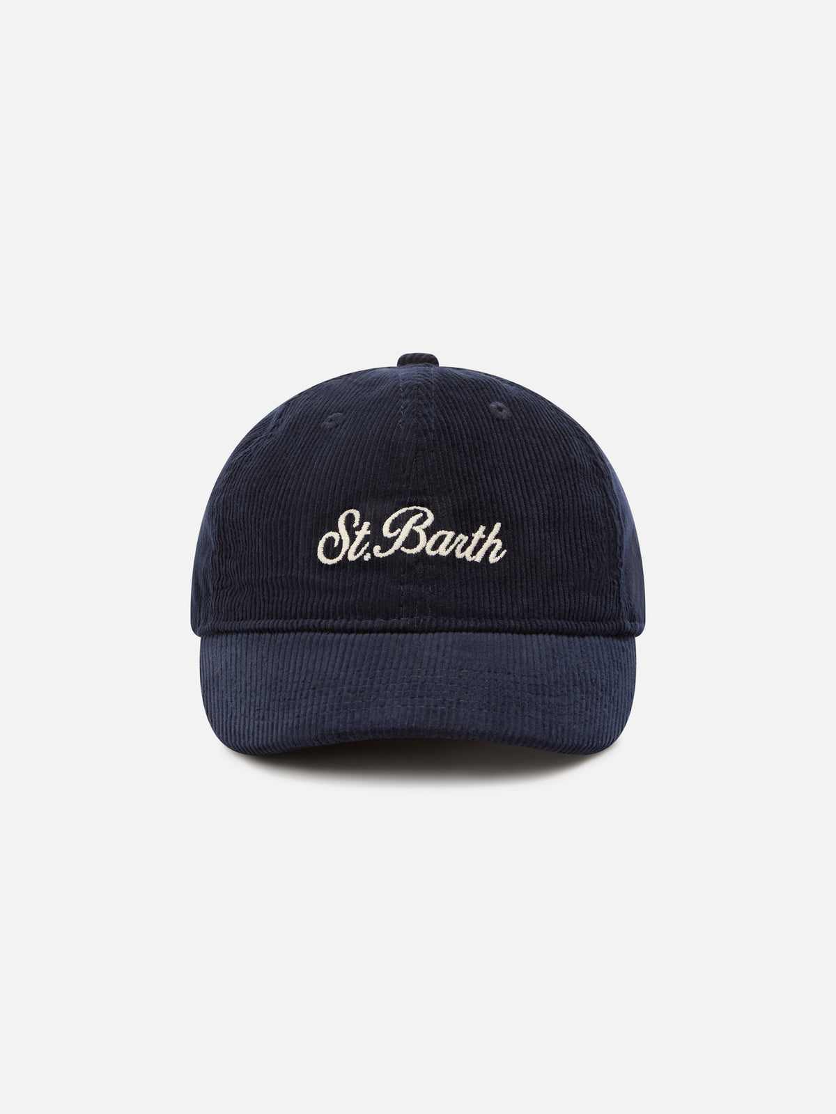 Navy blue Baseball corduroy cap with logo embroidery