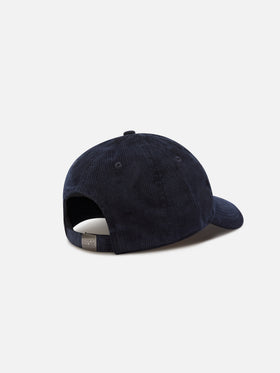 Navy blue Baseball corduroy cap with logo embroidery