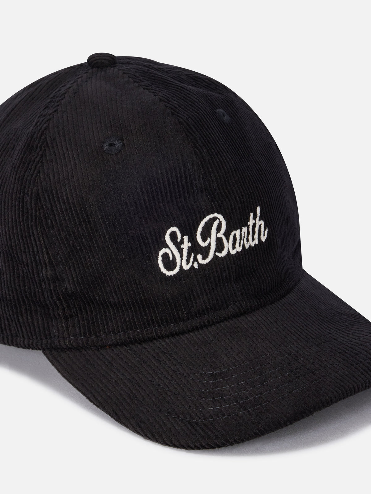 Cappello Baseball nero in velluto a coste con ricamo logo