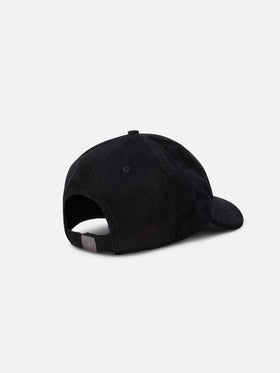 Cappello Baseball nero in velluto a coste con ricamo logo