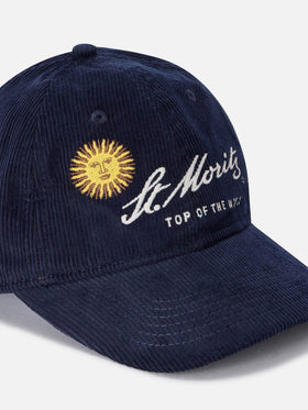Marineblaue Cord-Cap blue Baseball mit St. Moritz Stickerei | Special edition 