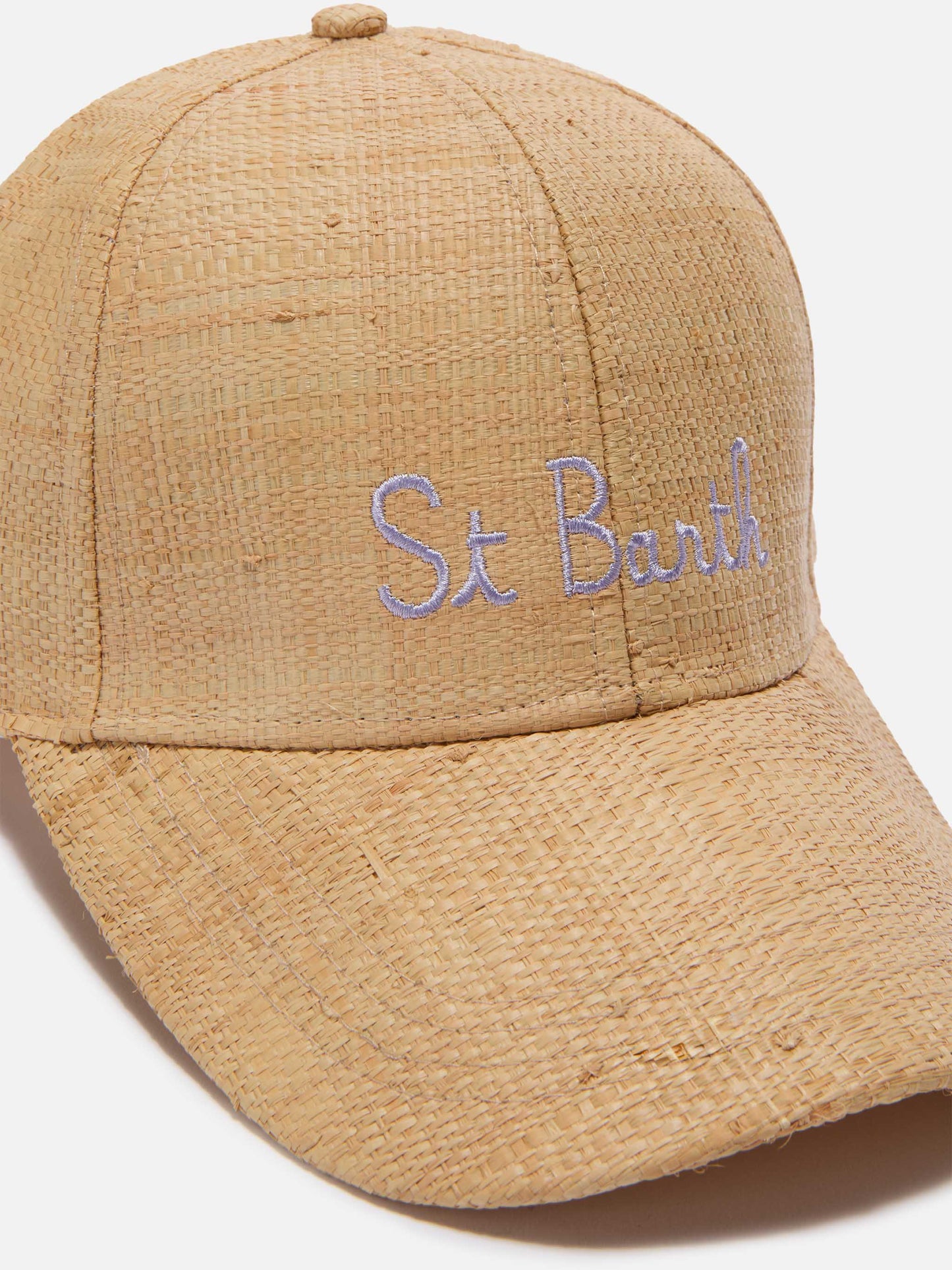 Baseball beige raffia cap with St. Barth embroidery