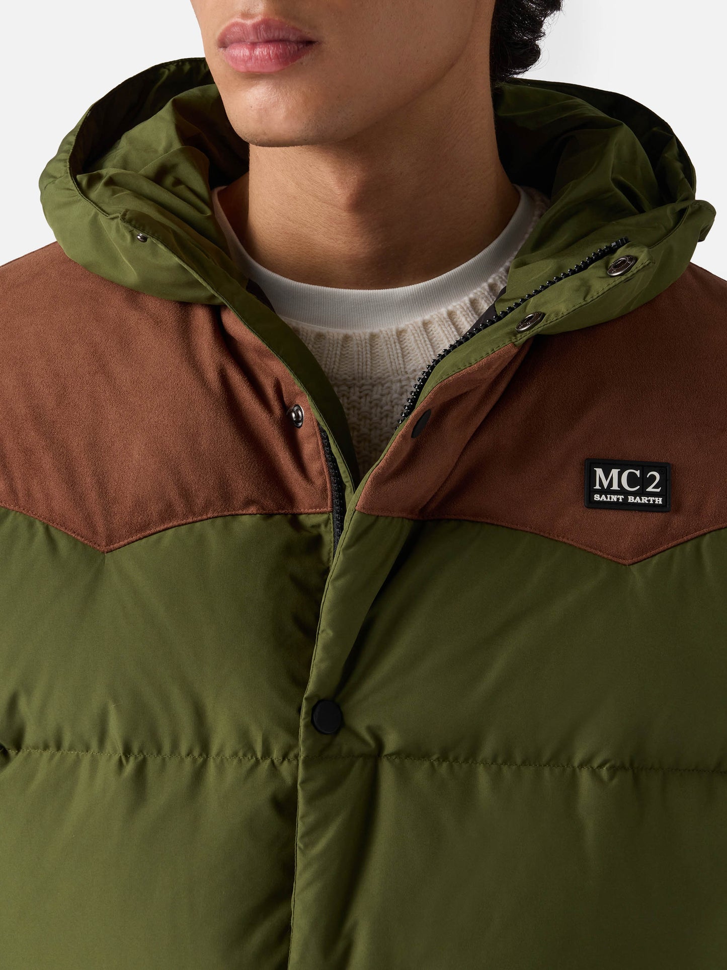 Man military green hooded down jacket Baxter