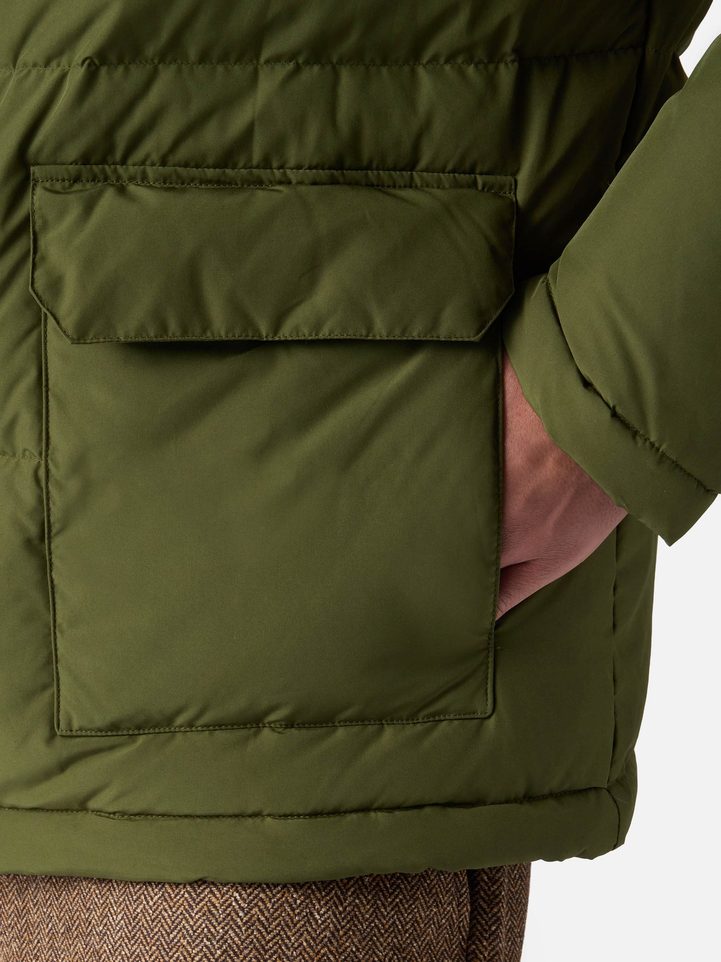 Man military green hooded down jacket Baxter