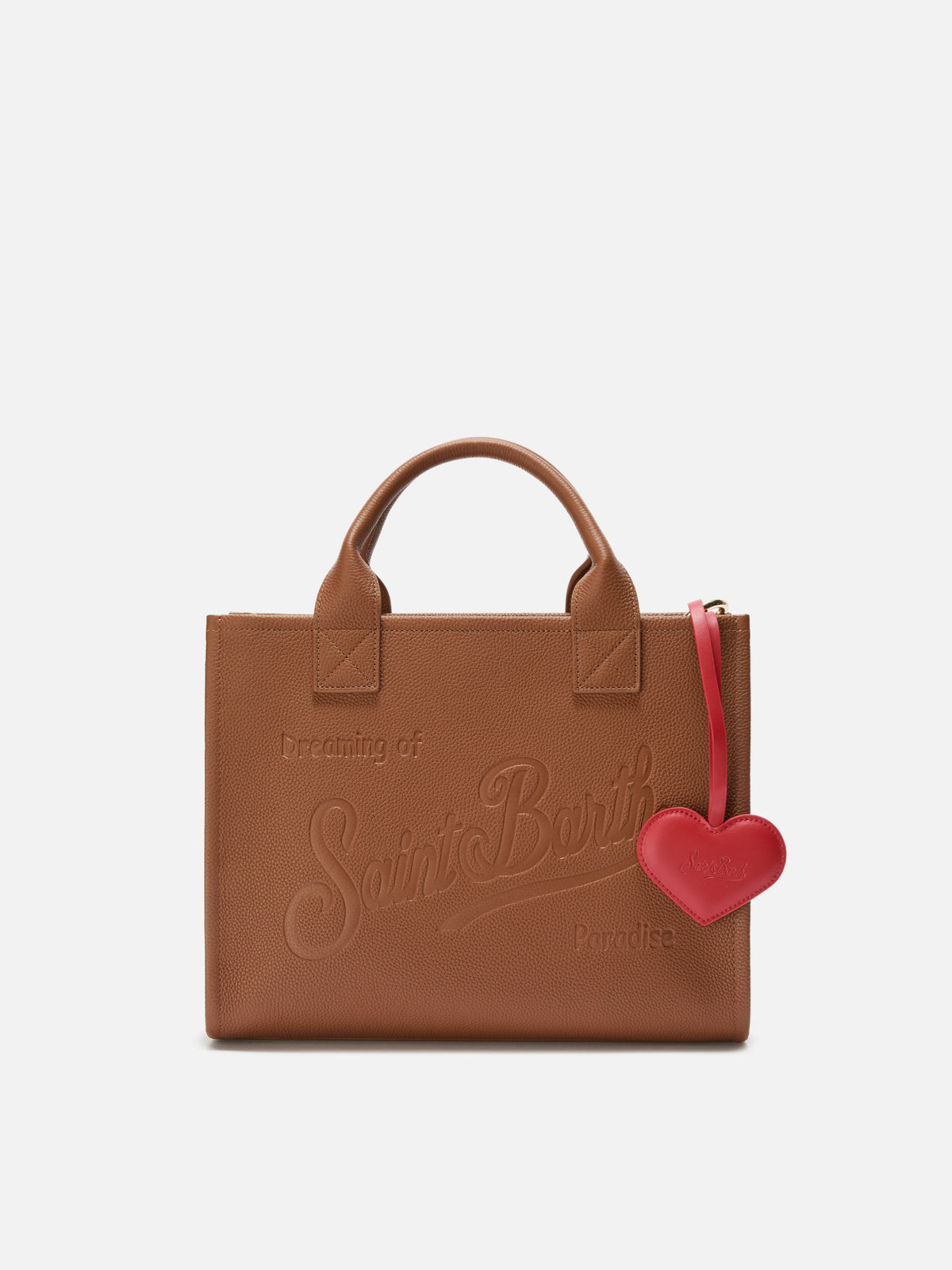 Charm per borsa rosso in pelle a forma di cuore
