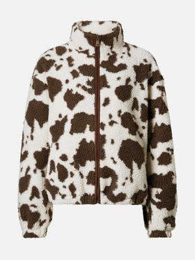 Giacca teddy Bercy con stampa muccata e dettagli in eco suede