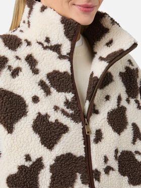 Giacca teddy Bercy con stampa muccata e dettagli in eco suede