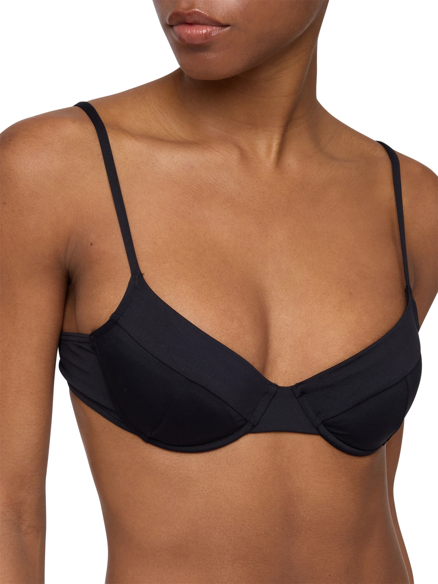 Schwarze klassische Badehose „Lido“ – Schwarzes Bügel-Bralette „Bea“