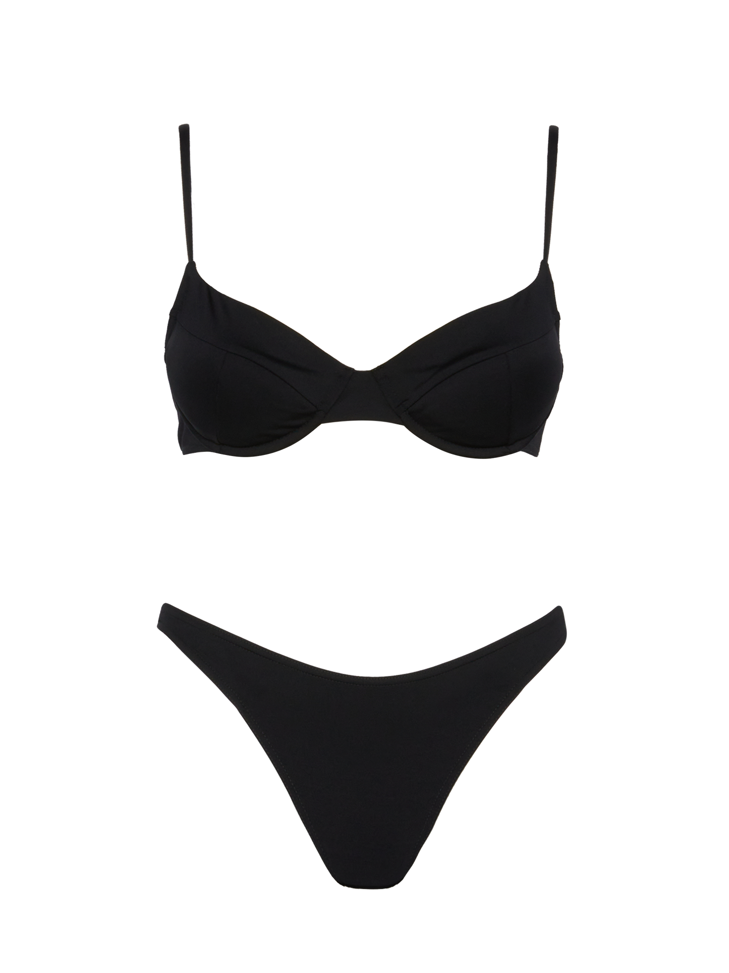 Schwarze klassische Badehose „Lido“ – Schwarzes Bügel-Bralette „Bea“