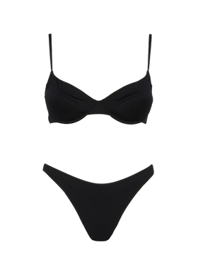Schwarze klassische Badehose „Lido“ – Schwarzes Bügel-Bralette „Bea“