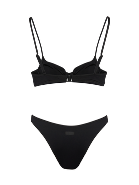 Schwarze klassische Badehose „Lido“ – Schwarzes Bügel-Bralette „Bea“