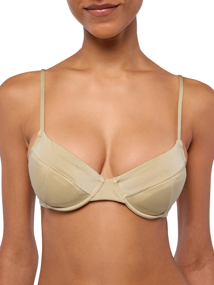 Jodene shimmer gold cheeky swim briefs - Bea underwired shimmer gold bralette