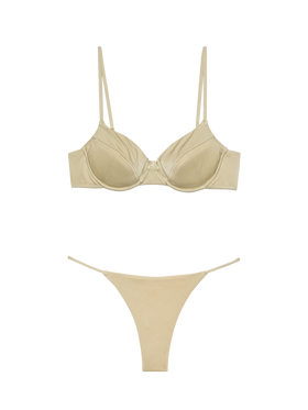 Jodene shimmer gold cheeky swim briefs - Bea underwired shimmer gold bralette - MC2 Saint Barth