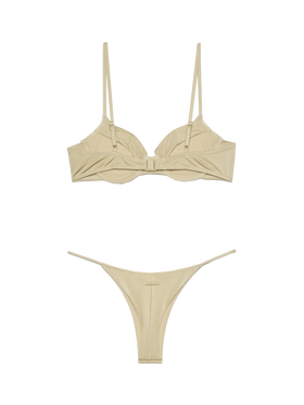 Jodene shimmer gold cheeky swim briefs - Bea underwired shimmer gold bralette - MC2 Saint Barth