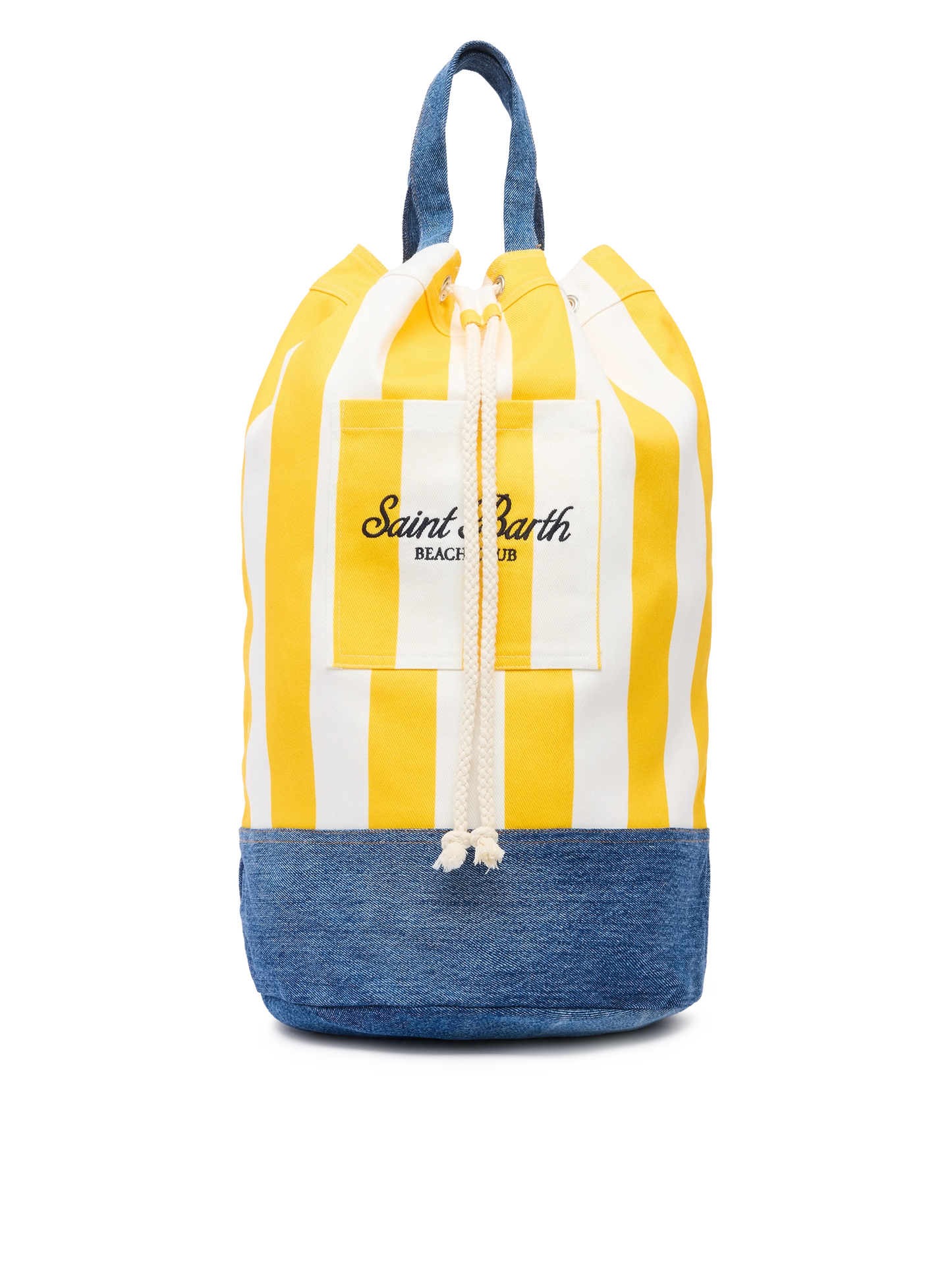 Beach Backpack with white and yellow striped print - MC2 Saint Barth
