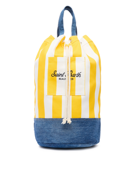 Beach Backpack with white and yellow striped print - MC2 Saint Barth