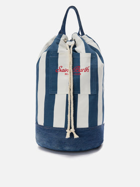 Zaino Beach Backpack in tessuto a righe con logo ricamato