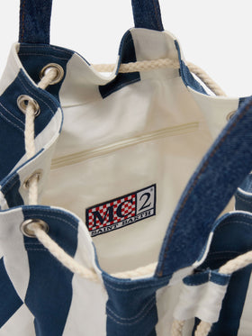 Zaino Beach Backpack in tessuto a righe con logo ricamato