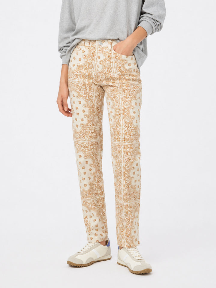 Pantalon en denim blanc cassé à imprimé bandana Belleville 