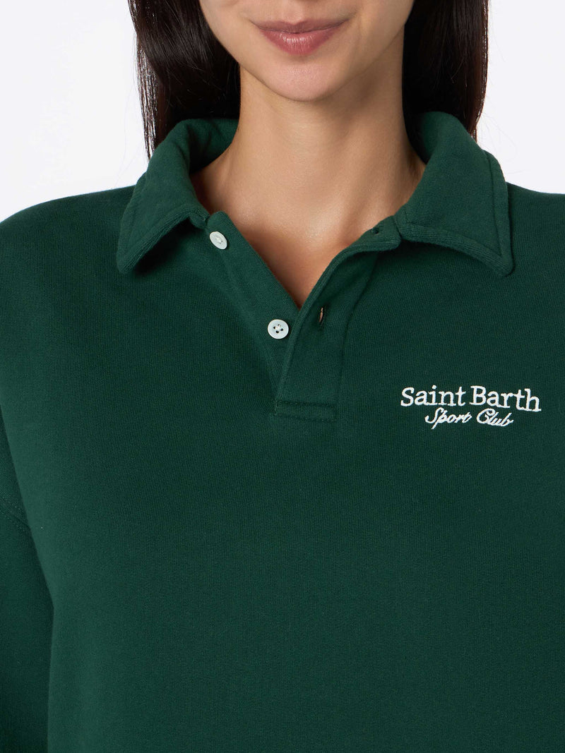 Grünes Damen-Poloshirt Berenice mit St. Barth Sport Club-Stickerei