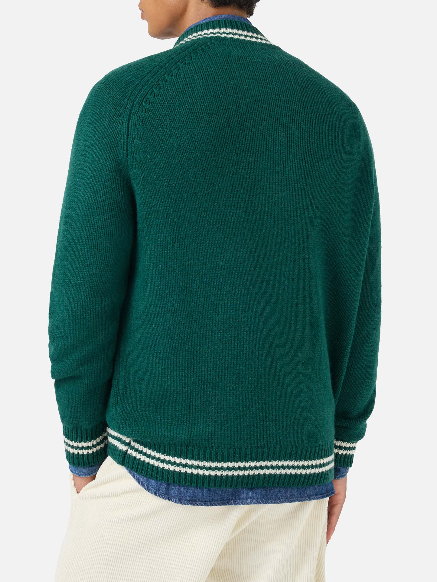 Grüner gestrickter Bomber im College-Stil Benjamin 