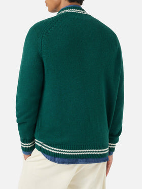 Grüner gestrickter Bomber im College-Stil Benjamin 