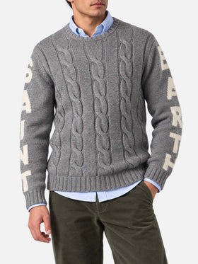 Pull en maille torsadée épaisse Bergen grey melange 