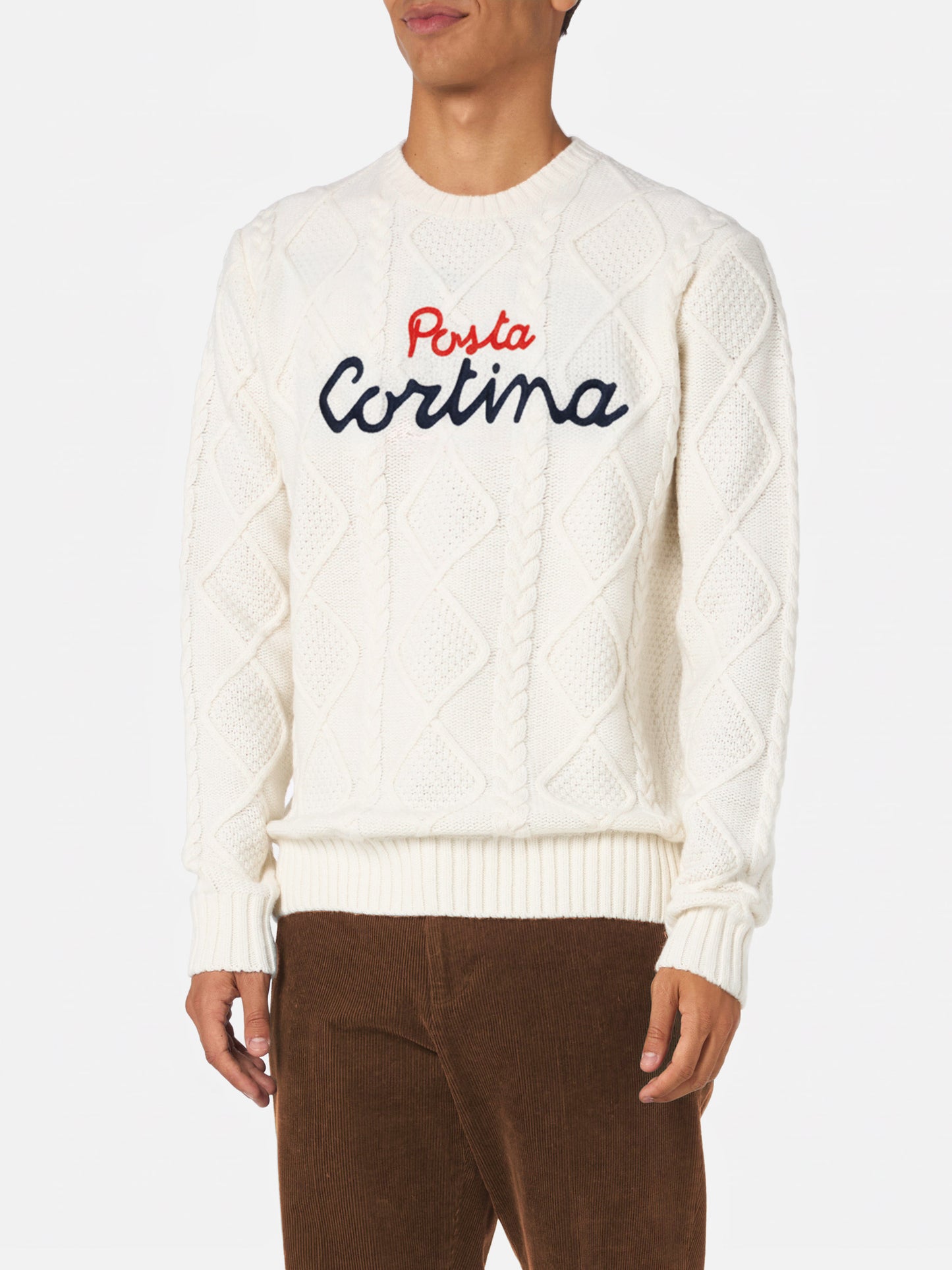 White crewneck sweater Bergen Tricot