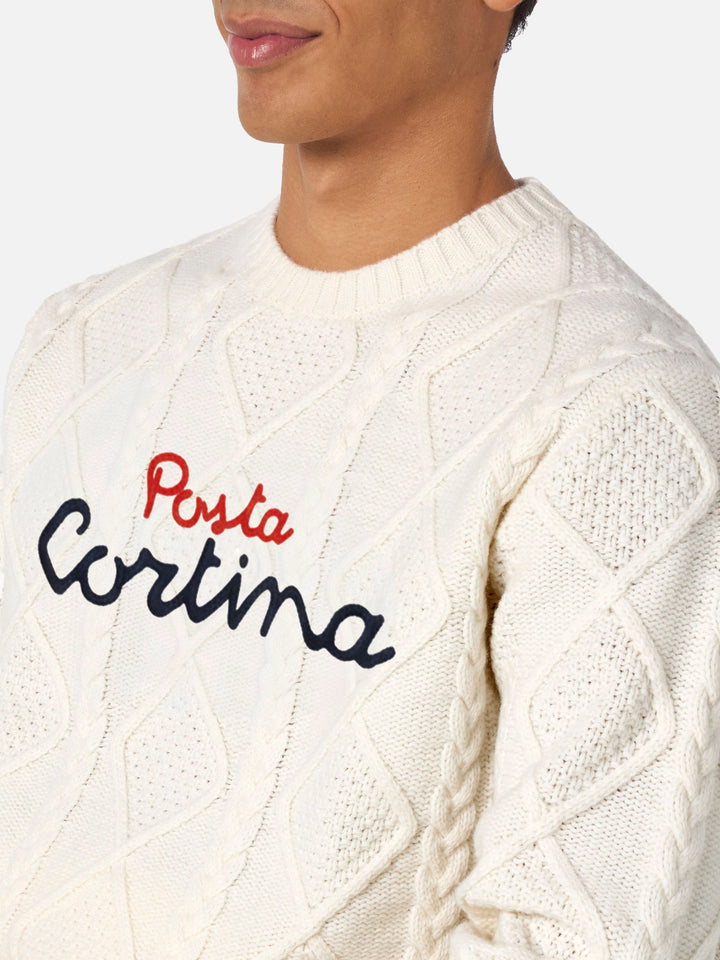 Weißer Rundhalspullover von Bergen Tricot