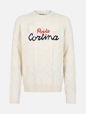 White crewneck sweater Bergen Tricot