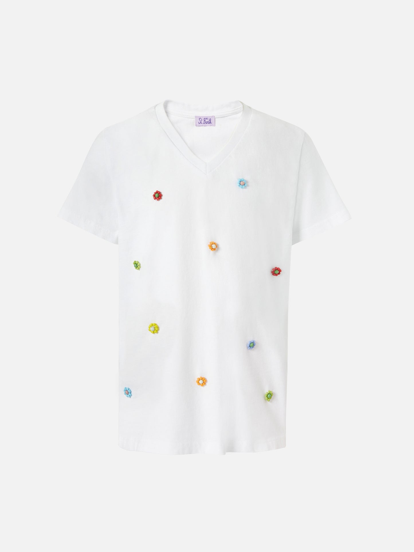 Cotton t-shirt Bessy Jr with beads embellishment