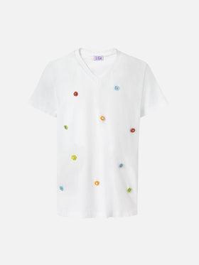 Cotton t-shirt Bessy Jr with beads embellishment