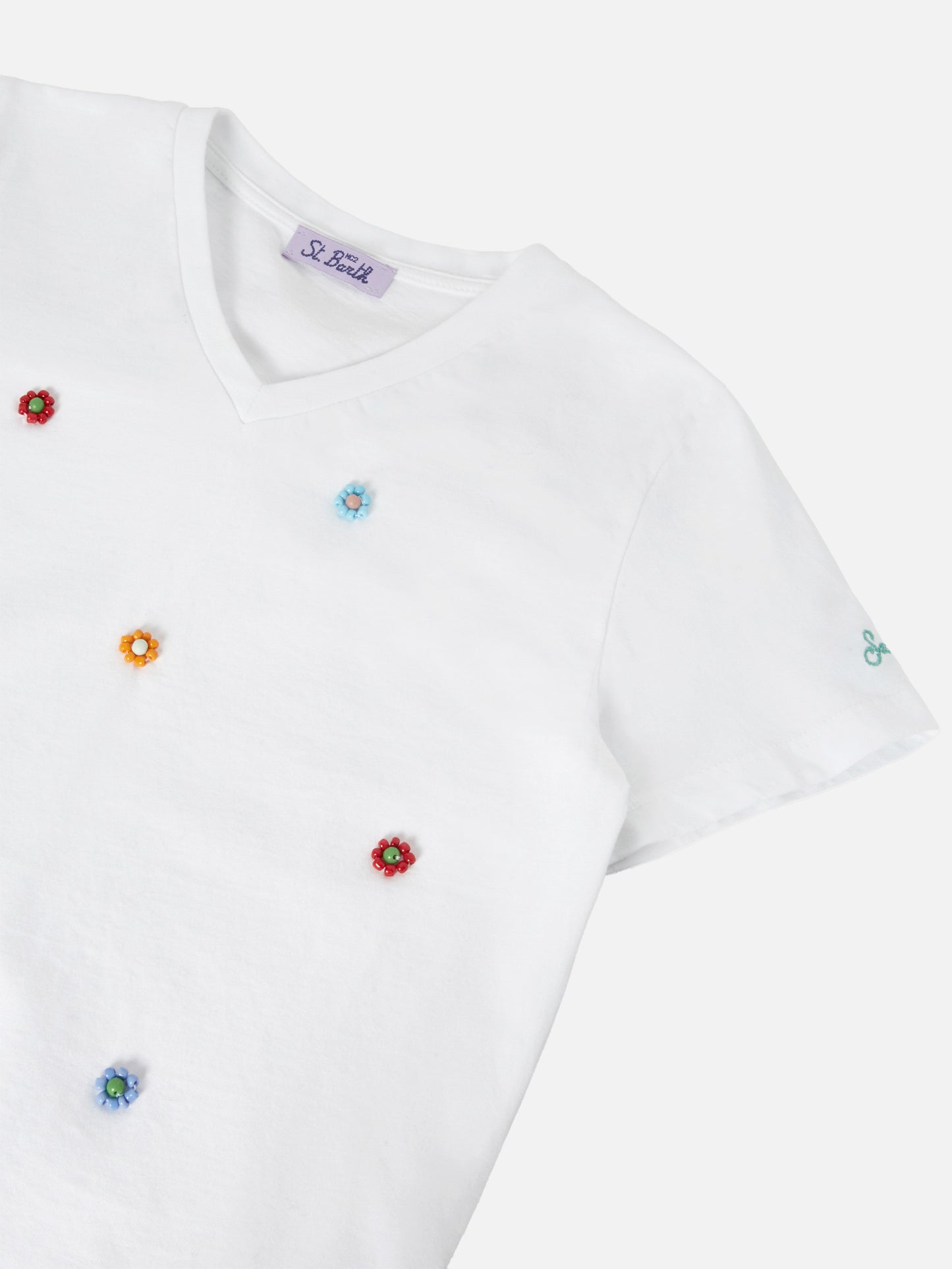 Cotton t-shirt Bessy Jr with beads embellishment