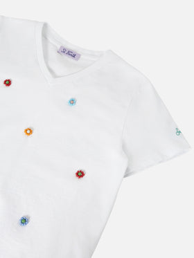 Cotton t-shirt Bessy Jr with beads embellishment