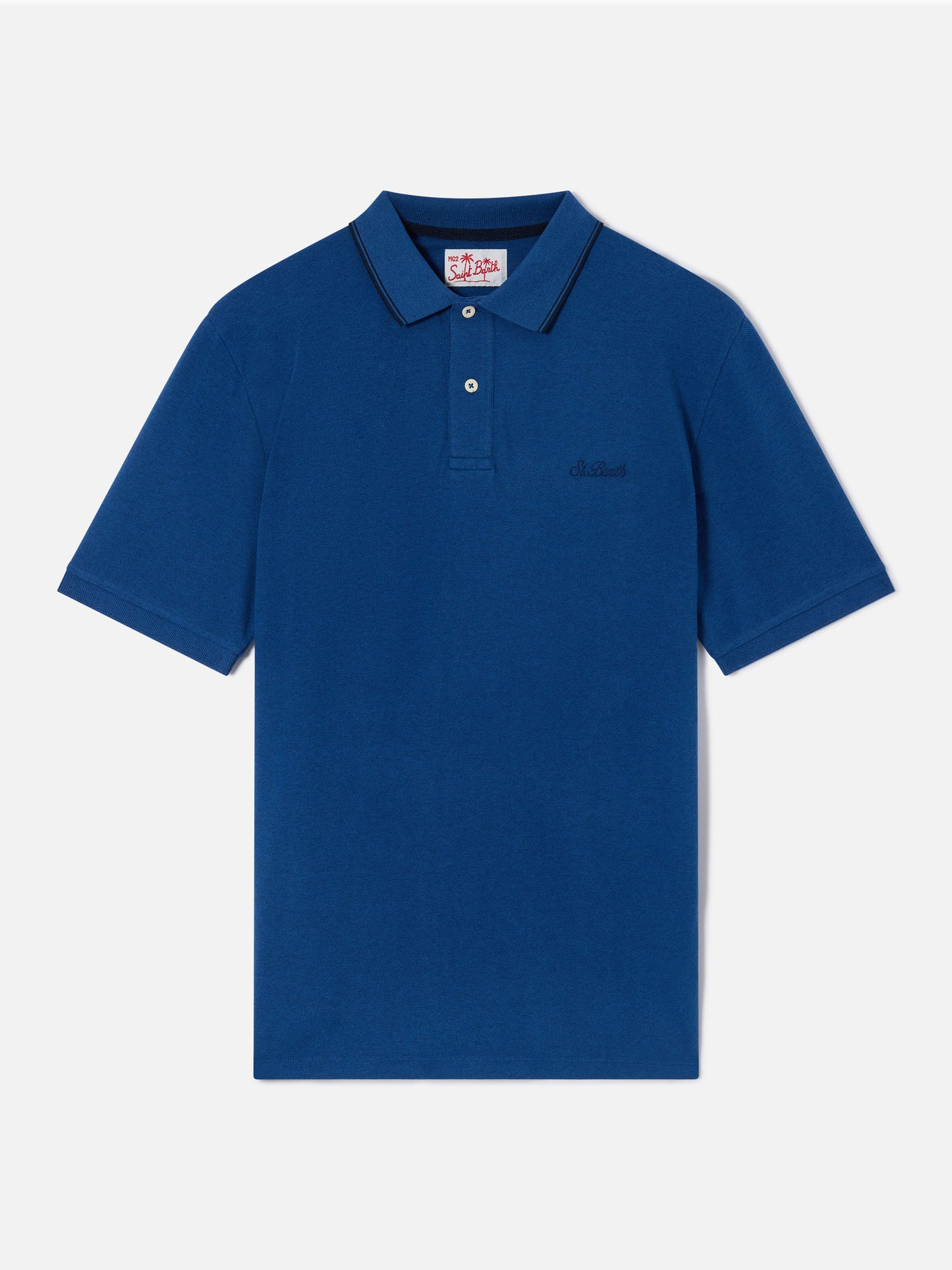 Beverly Hills denim blue cotton piquet polo