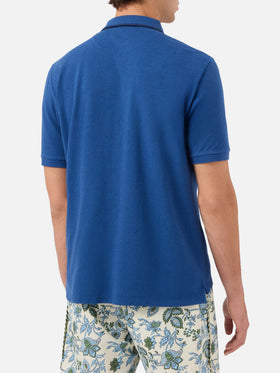 Beverly Hills denim blue cotton piquet polo