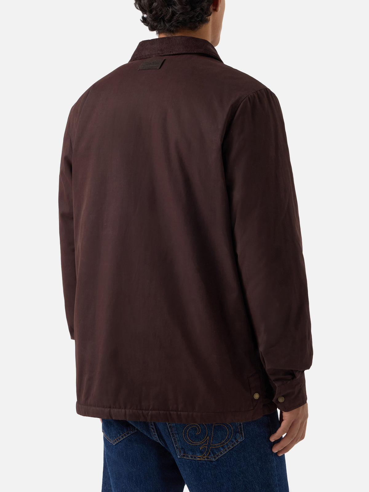 Braunes gewachstes Bexley Overshirt mit Cordkragen 